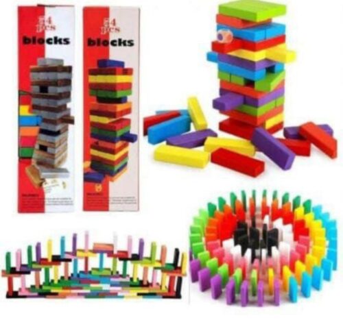 Jenga Wooden MultiColour Blocks Game
