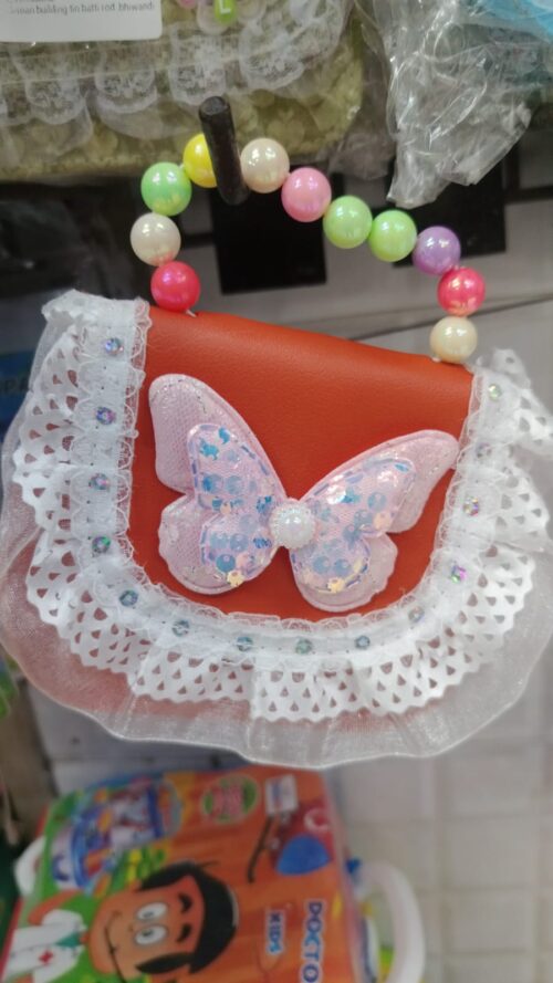 Kids Butterfly Handbag with Beaded Handle